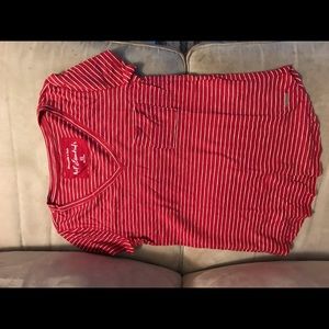 Abercrombie Red w/ white Stripe Tee (Jr)